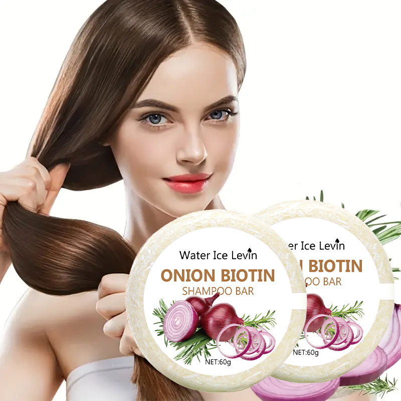 Onion and Biotin Shampoo Stick - 60g, Suitable for All Hair Types, Moisturizing and Smoothing, Rich in Rosemary Extracts