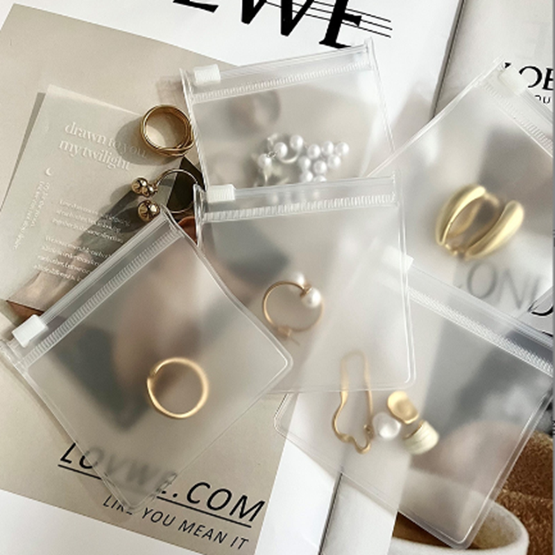 20/50/100 шт., матовая сумка на молнии для ювелирных изделий, кольцо, серьги, ожерелье, браслет, упаковка, прозрачный пластиковый конверт из ЭВА для хранения, чехол