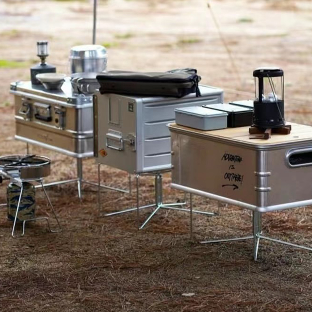 Soporte de caja de aleación de aluminio, caja organizadora de acero inoxidable, soporte plegable, caja de almacenamiento de hierro, soporte para Picnic y pesca al aire libre