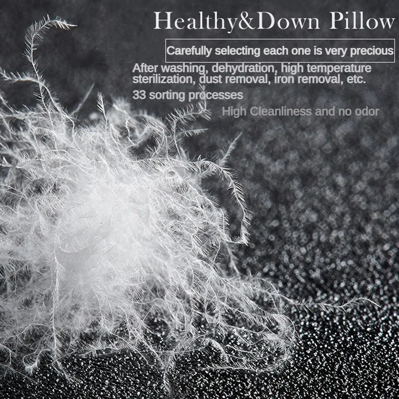 Almohada de plumón de ganso 95%, funda de almohada de algodón blanco, funda de almohada rectangular para dormitorio, almohada de Hotel de 5 estrellas, almohadas bajas y medianas para dormir