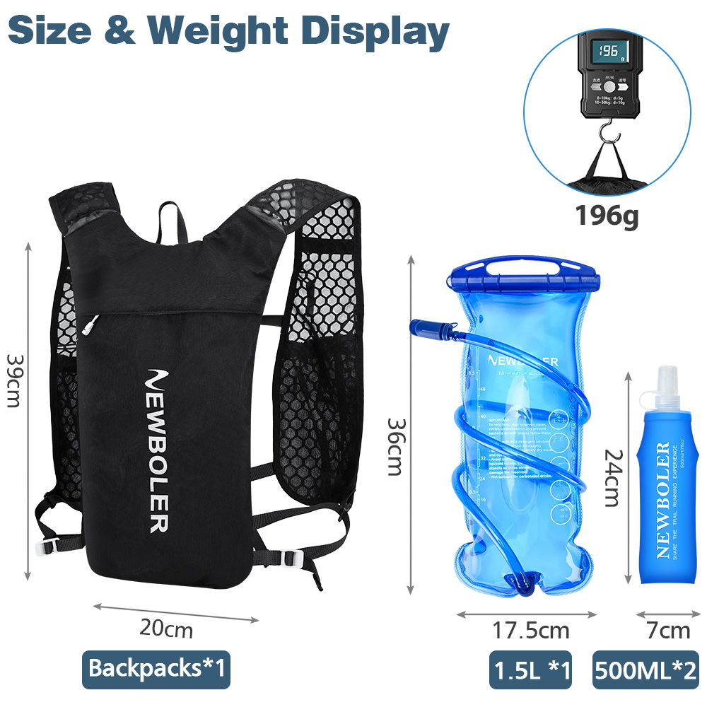 NEWBOLER Atmungsaktive Trinkweste, Trailrunning-Rucksäcke, leicht, Radfahren, Laufen, Joggen, Marathon-Rucksack, Reiten, Klettern