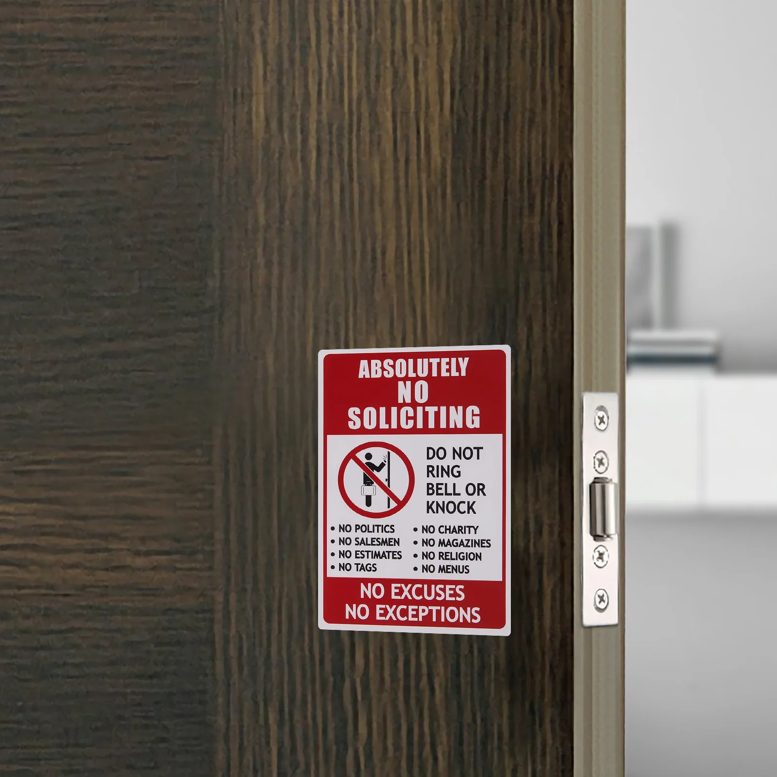 2Pcs No Soliciting Signs For Home Door Sticker Pvc Self Adhesive No Knocking Sign Security Protection Traffic Signal