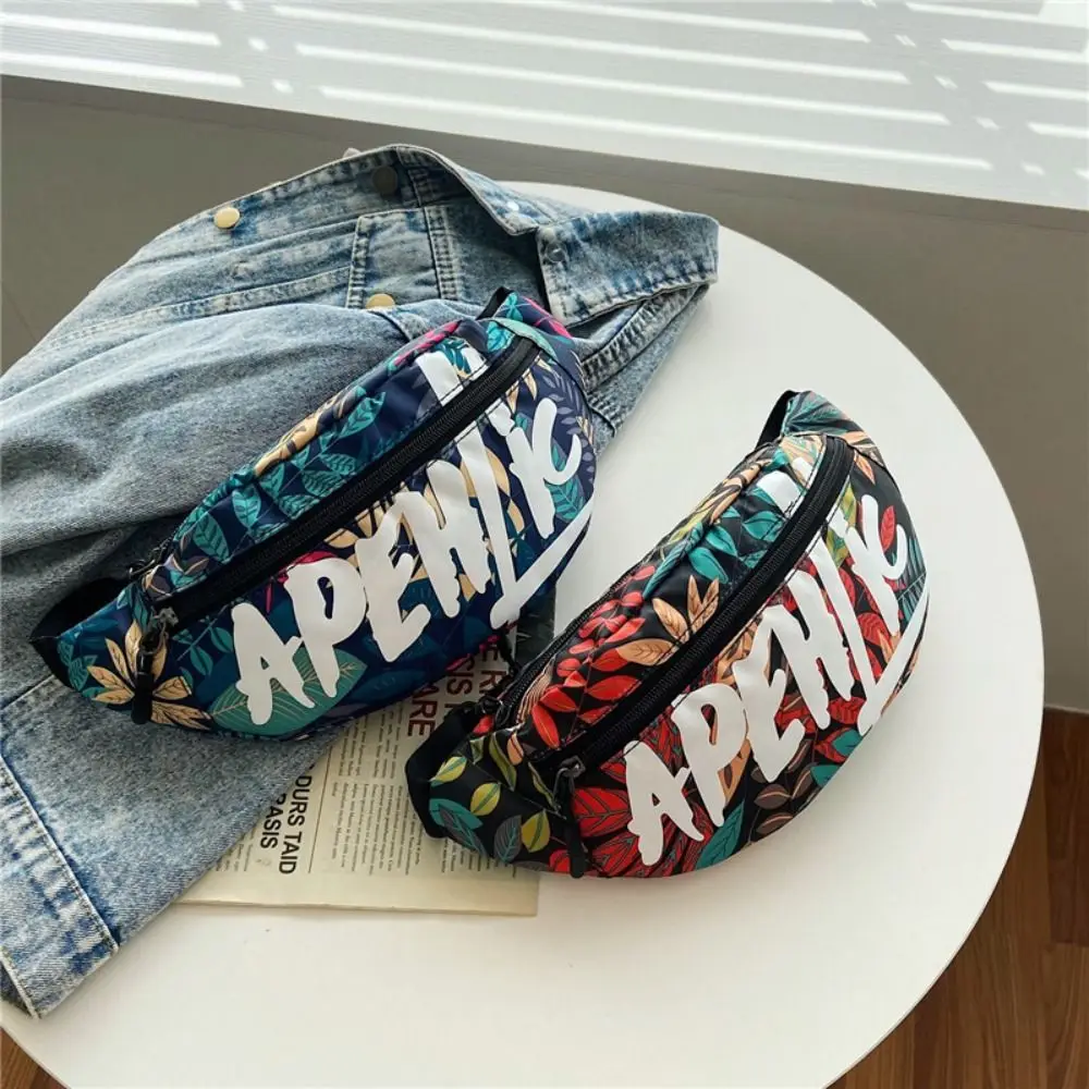Multi-pocket Printed Waist Bag Adjustable Shoulder Strap Large Capacity Multifunctional Waist Pack Oxford Cloth Buckle