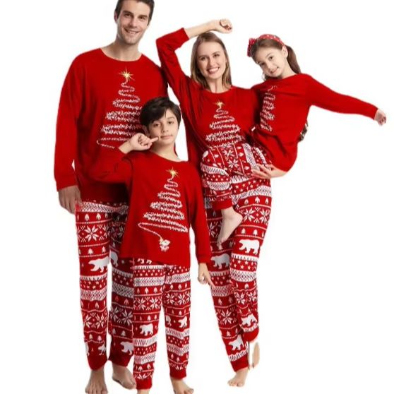 Conjunto de pijamas navideños a juego para la familia, ropa de dormir suave con estampado de alce, Pelele de 2 piezas, aspecto familiar, regalo de Navidad, 2023