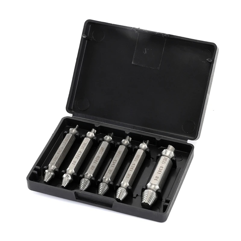 6pc HSS Extractor Double Head Screw Slide Tooth Removal Screwdriver Screwdriver Bit Broken Wire Tool Set