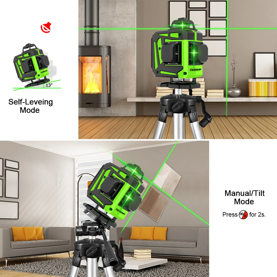 Clubiona 16/12 Dòng Laser Xanh Dòng Tự Cân Bằng Độ Cao 360 Ngang Và Dọc Siêu Mạnh Mẽ Xanh Chùm Tia Laser