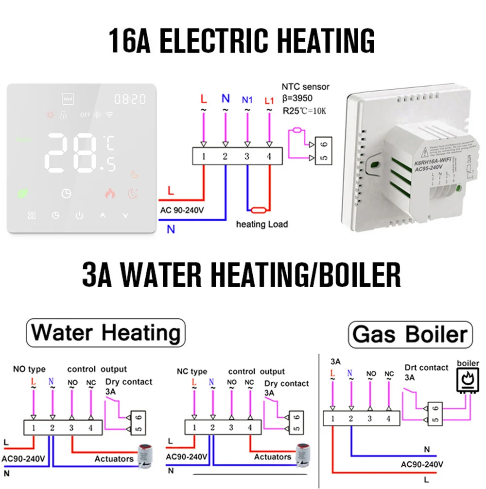 Tuya WiFi Smart Thermostat เครื่องทําความร้อนใต้พื้นไฟฟ้า TRV หม้อต้มแก๊สน้ําอุณหภูมิเสียงรีโมทคอนโทรลสําหรับ Google Home Alexa