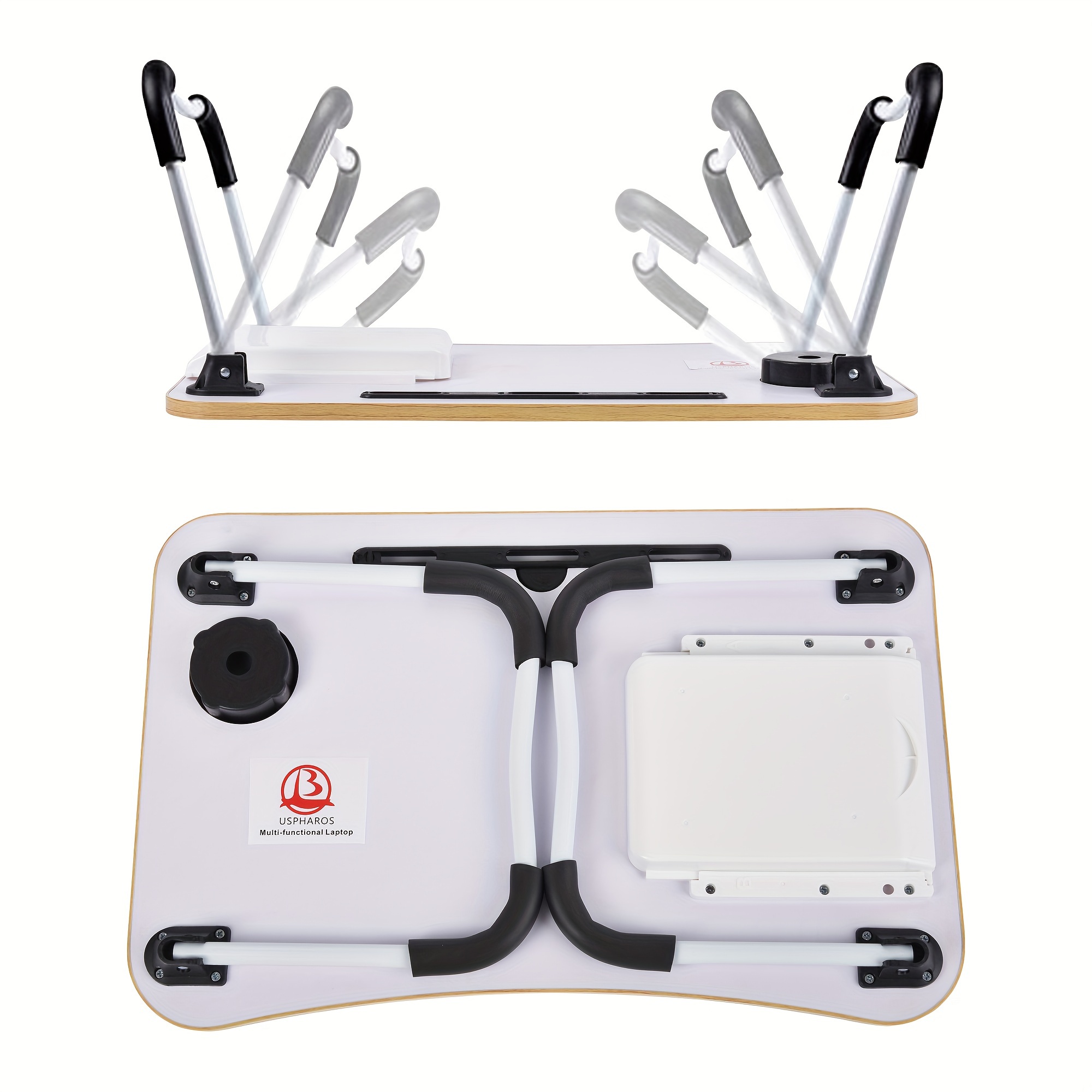 Extra-Large Portable Laptop Bed Desk - Multi-Functional Tray Stand with Cup Holder and Drawer - Stable, Durable, Foldable