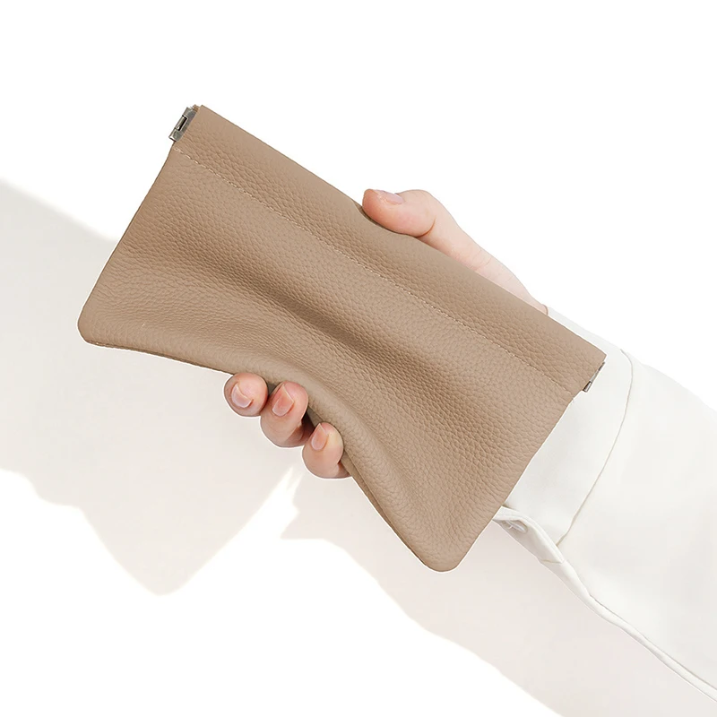 Cartera larga de cuero Artificial con cierre automático, soporte de identificación para licencia de conducir y pasaporte, almacenamiento de cables de datos para auriculares, bolsa para efectivo