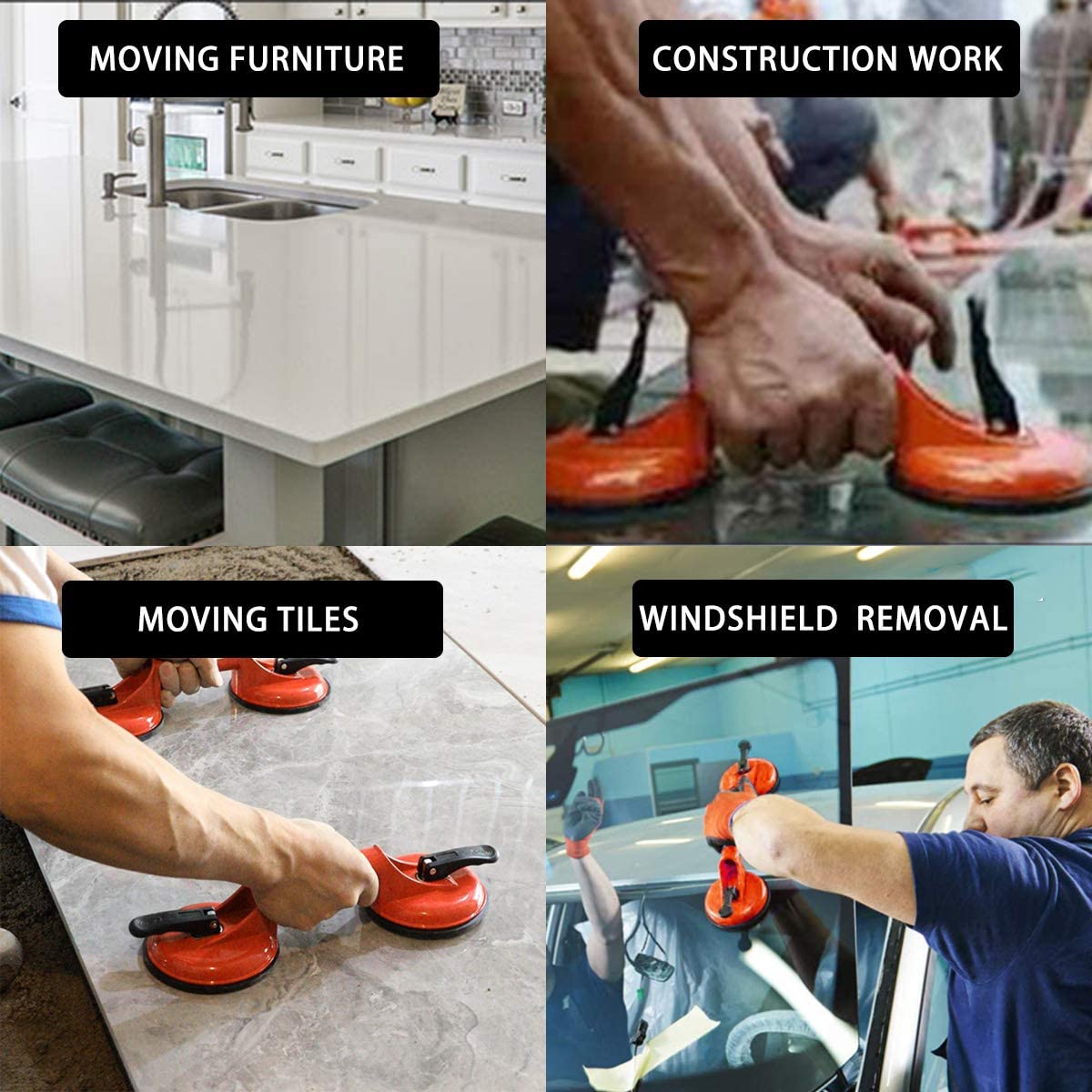 Plaque sous vide en aluminium à usage standard, ventouse, poignée, porte-verre, crochets, carrelage, élévateur, verre mobile, nervure de bosses