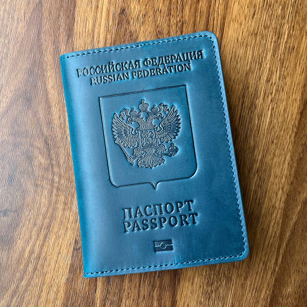 Funda de pasaporte de Rusia de cuero genuino, regalo de pasaporte de cuero de plena flor para viajes