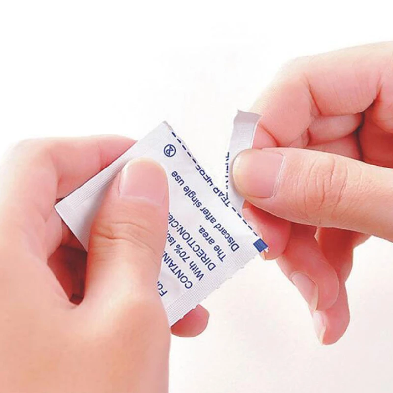 10/100 pçs almofadas de algodão de álcool descartáveis desinfetante limpar comprimidos de álcool ferramentas de cuidados de limpeza ao ar livre em casa 75% álcool lenço molhado