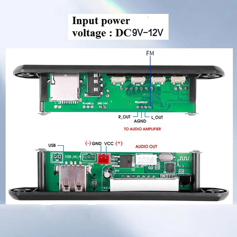 Bluetooth 5.0 Car Kit Wireless MP3 Decoder Board Audio 9V-12V WMA Car Music Player Module Lossless Audio USB AUX TF Radio