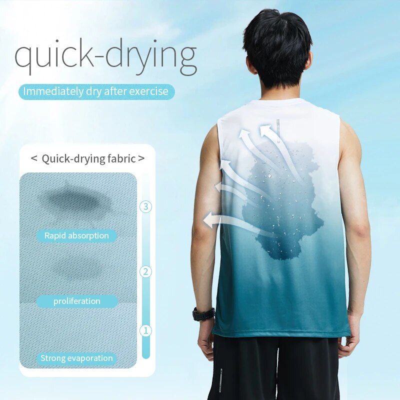 Fitnesskleding HEREN ICE Zijde Sneldrogend vest Sportkledingset Zomer T-shirt Basketbaluitrusting Training Hardlopen Korte mouwen