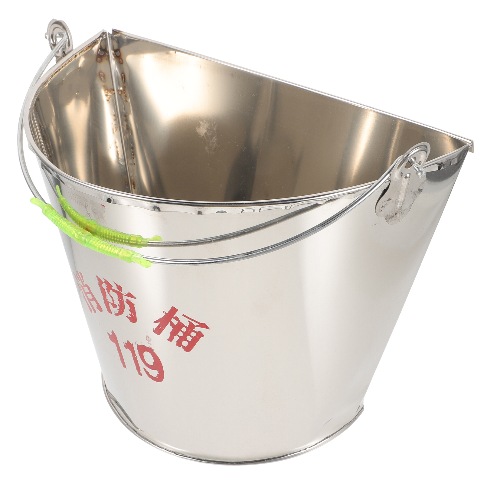 Stainless Steel Semicircular Barrel Emergency Sand Bucket Fire Extinguisher Flat Bottom Durable Practical Home Automotive
