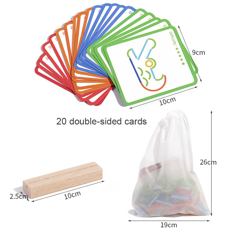 ไม้สร้างสรรค์ Sticks และแหวนปริศนาเกมสติปัญญา Montessori ของเล่นเพื่อการศึกษาเด็กปฐมวัยสําหรับเด็กอายุ 3 ปี