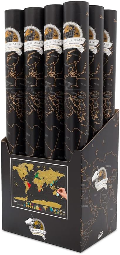 Scratch Map | Travel Map & Scratch Off World Maps | X-Large Scratching Off World Maps | Black Gold Travel Deluxe