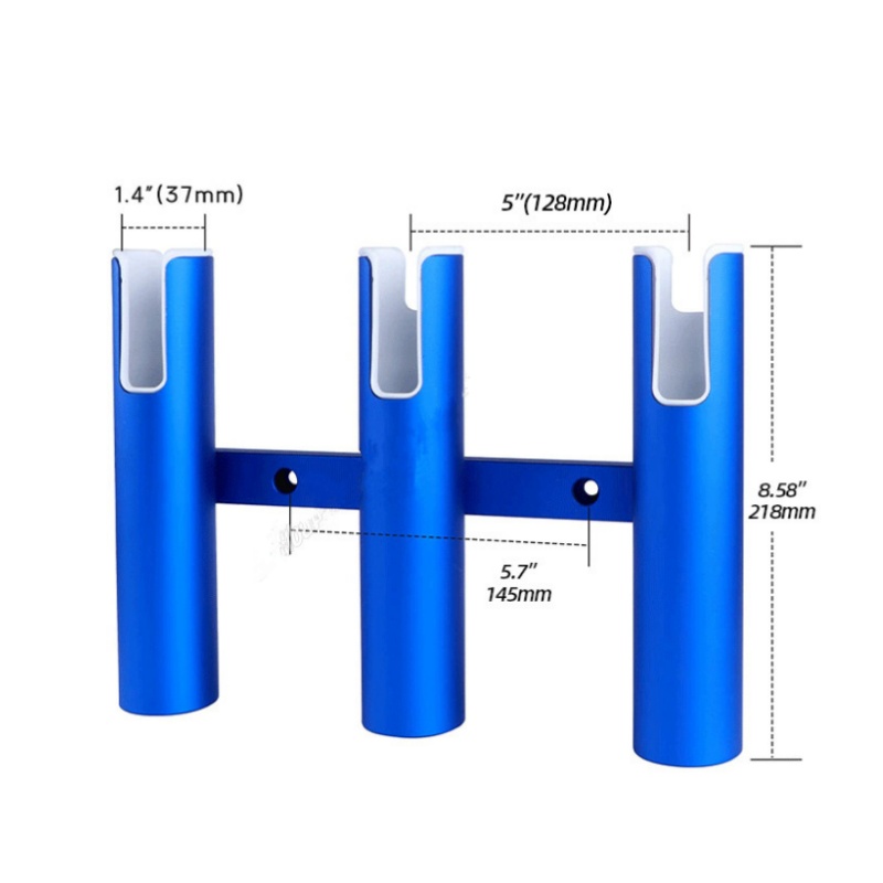 アルミニウム製釣り竿ホルダー,3つのリンク付きウォールマウント,ボート用,青,銀