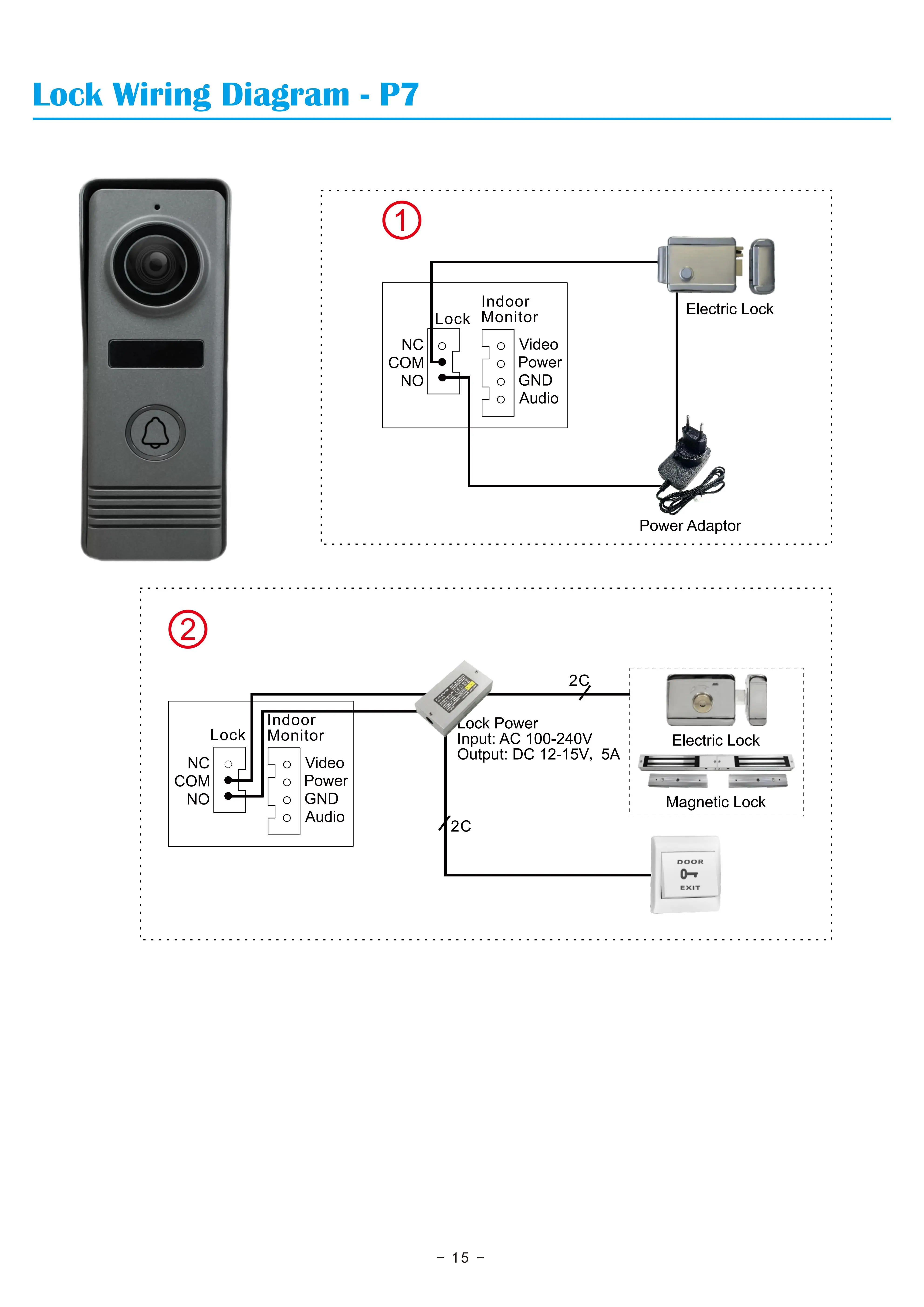 Sistema de intercomunicação de vídeo com fio colorido de 7 polegadas, câmera visual, campainha, kits de telefone para casa, ip, vila, apartamento m73t