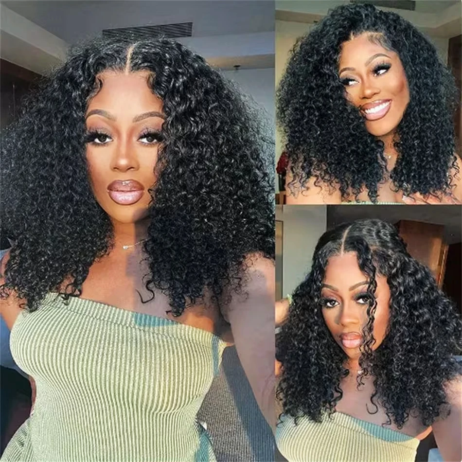 บราซิลสั้นBob 13X4 ลูกไม้ด้านหน้าผมมนุษย์Wigs Deep Waveโปร่งใสลูกไม้ด้านหน้าCurly 4X4 ปิดวิกผมสําหรับผู้หญิง 180%