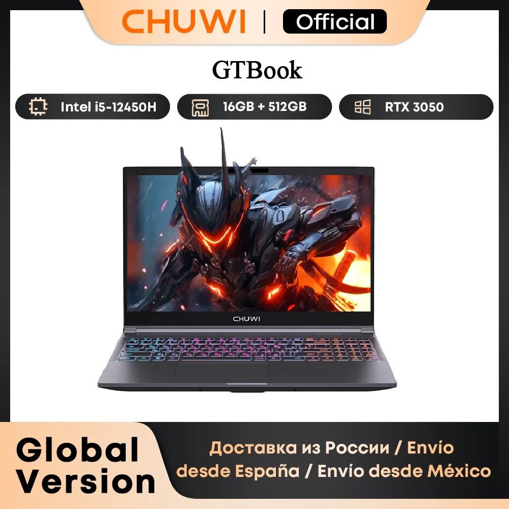 Światowa premiera CHUWI GTBook i5-12450H RTX 3050 Laptop do gier 15,6-calowy ekran FHD 16 GB RAM 512 GB SSD Metalowa obudowa dedykowany notebook
