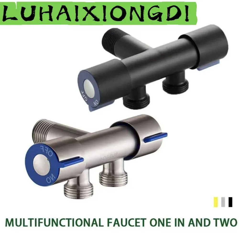 LUHAIXIONGDI Aço Inoxidável Única Água Fria 1 Em 2 Out Banheiro Válvula de Ângulo de Vaso sanitário Máquina de Lavar Torneira de Água de Saída Dupla