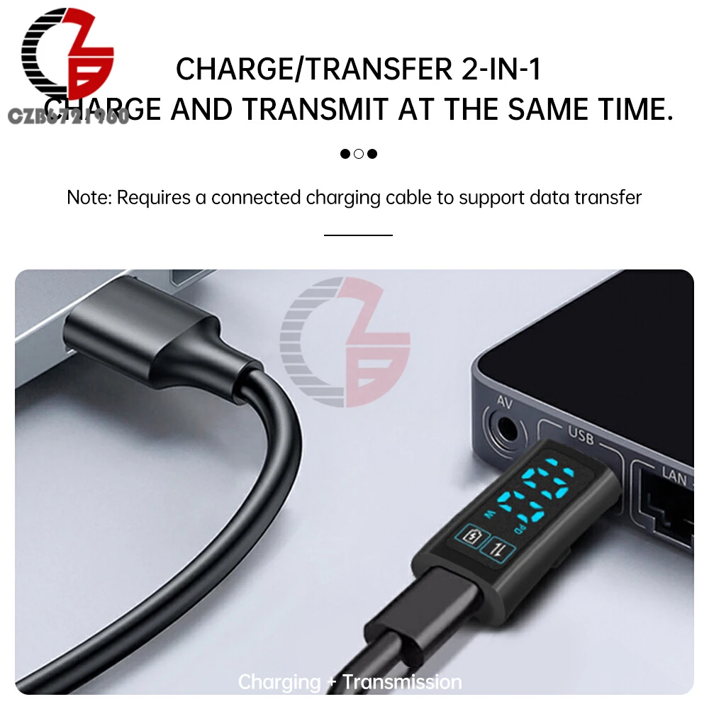 DC 5-24V 2A Voltmeter Power Meter Digital Conversion Head PD100W Fast Charging Adapter USB Type-C Connector Data Transafer