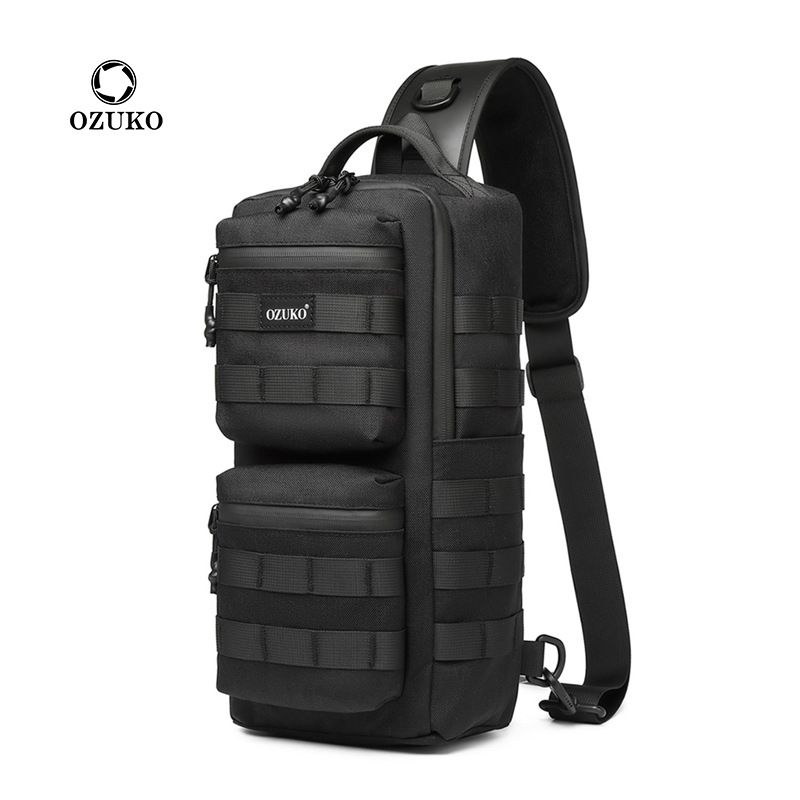 Ozuko bolsa de peito esportiva ao ar livre masculina oblíqua straddle bolsa de ombro à prova d'água masculina de um ombro crossbody