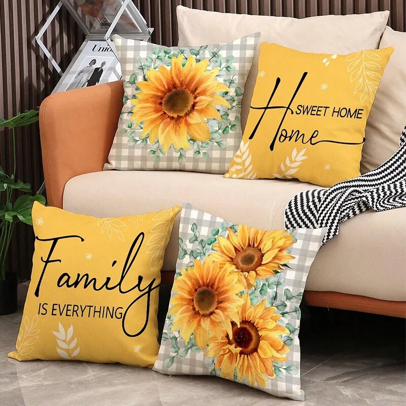 Clearance_1pcs Spring Themed Alphabet, Leaves, Sunflower Decorative Pillow Covers For Sofa, Couch, Home Decor_Continuous updates