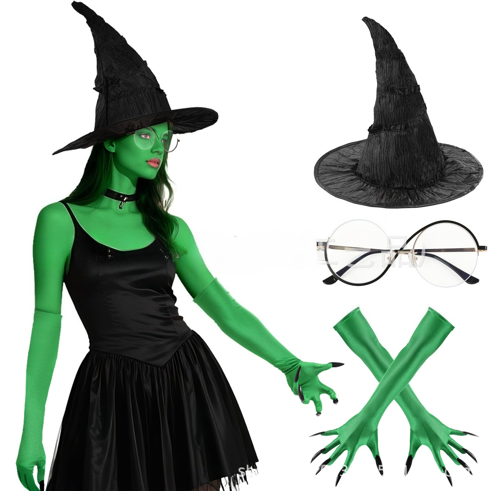 Halloween witch hat Elphaba wizard suit party cosplay festival party dress up props