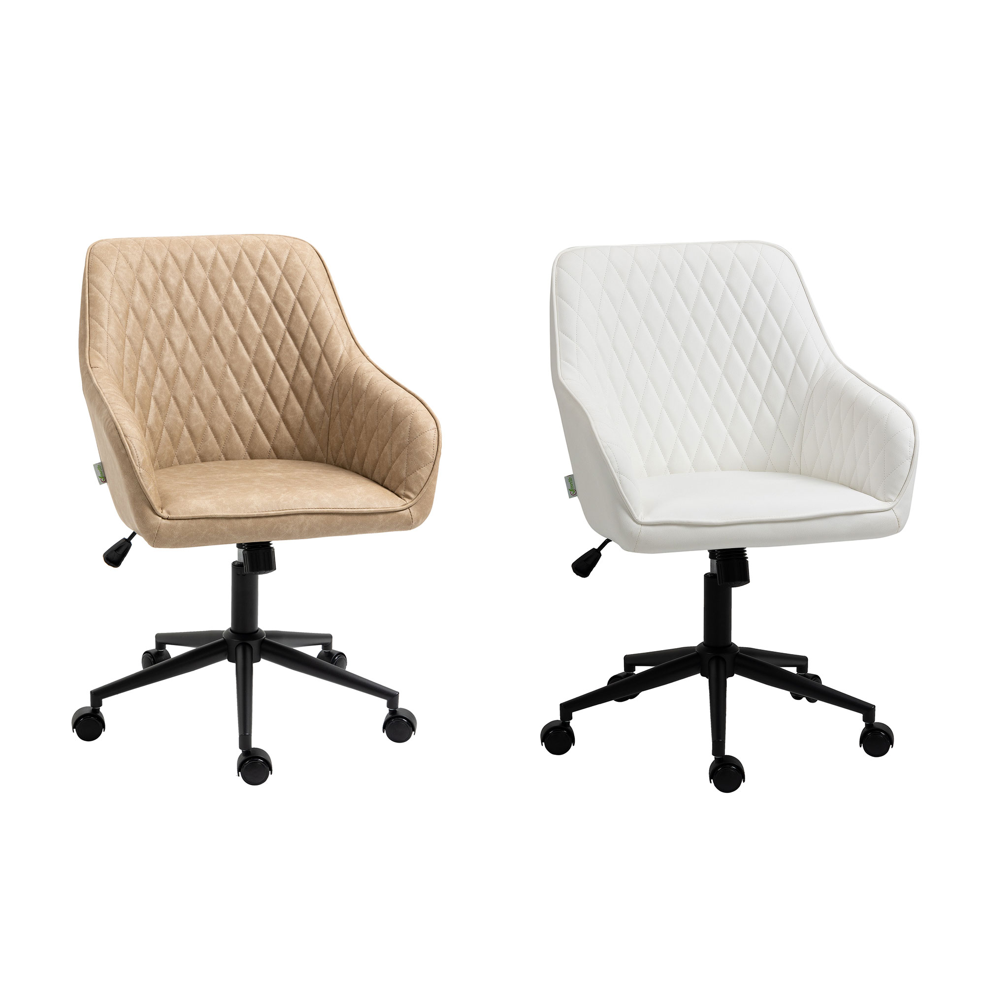 Cadeira de escritório em couro Vinsetto PU com altura regulável 59x60x90-100 cm Marrom/Branco