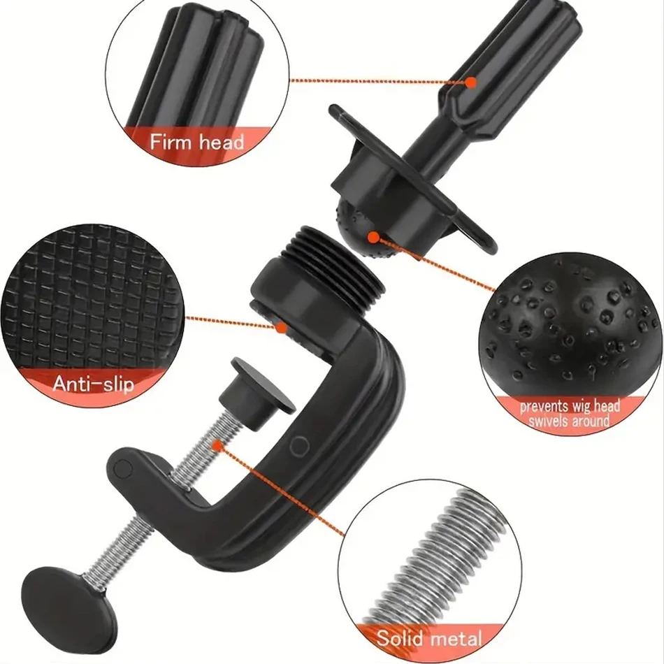 3 Stuks Mannequin Hoofd Stand Zwart Mini Pruik Hoofd Stand Tafel Klem Verstelbare Training Mannequin Hoofd Houder Haar Accessoire Gereedschappen