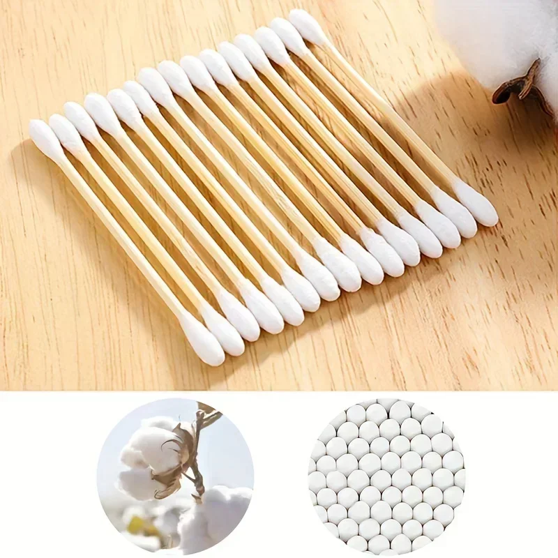 Hisopos de algodón de doble punta, eliminación de maquillaje para el hogar, excavación de orejas, higiene, limpieza, hisopos de algodón, limpieza de cabeza redonda desechable