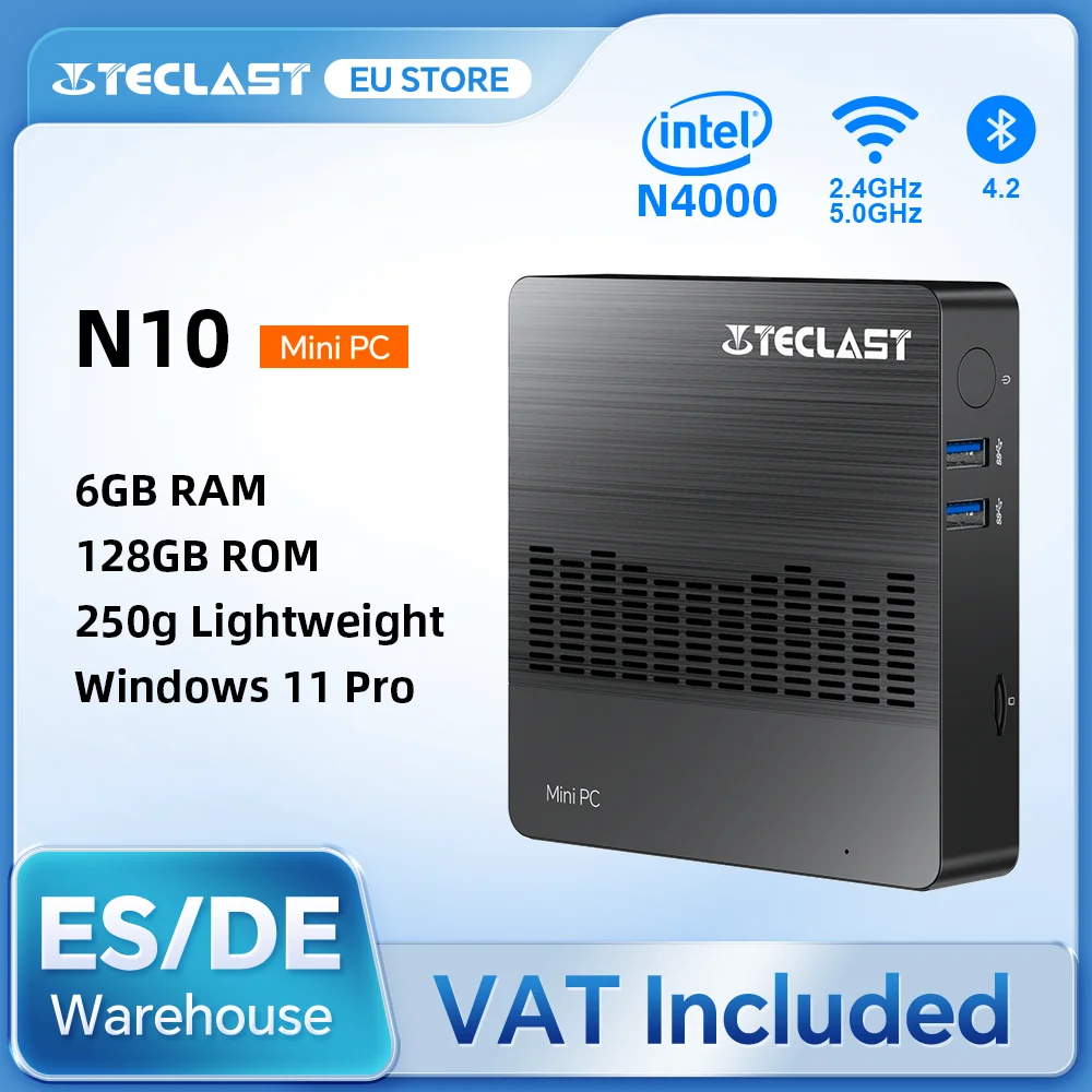 Teclast N10 Mini PC Windows 11 Pro 6 GB RAM 128 GB ROM Intel N4000 M.2 SSD Rozszerzenie Laptop Komputery Stacjonarne Mini VGA Komputer