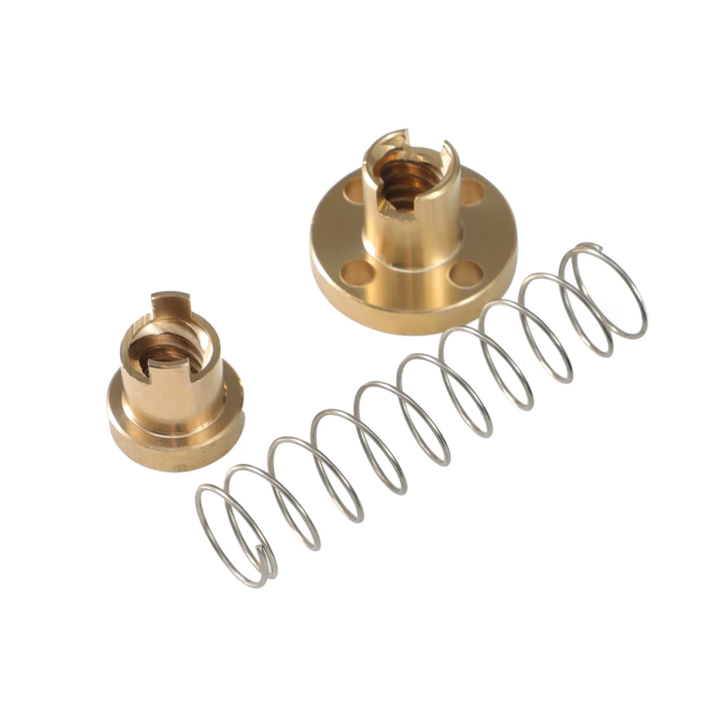 3DSWAY T8 Chống Phản Ứng Dữ Dội Vít Dẫn Bằng Đồng/POM Mùa Xuân Đai Ốc Loại Bỏ Khoảng Cách Dẫn 2Mm/4mm/8Mm Cho CNC 3D Máy In Phần Ender 3 CR10