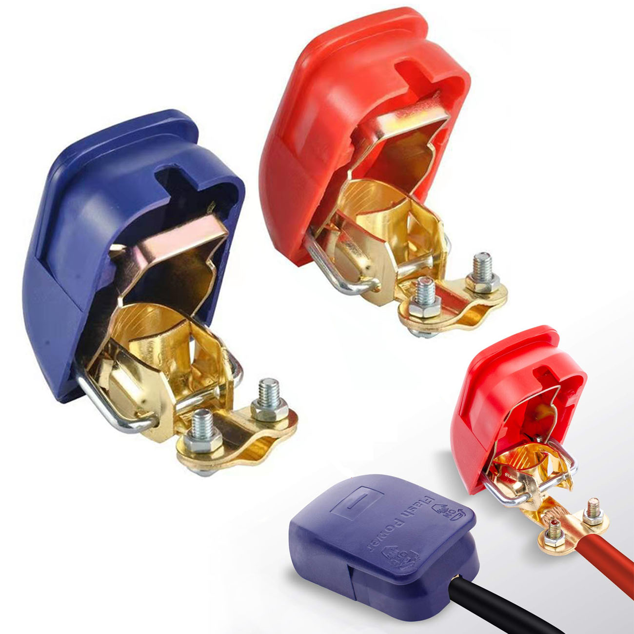 2 ชิ้นรถแบตเตอรี่ขั้วต่อ Quick Release Disconnect 12 โวลต์ 24 โวลต์บวกลบแบตเตอรี่ปลายสายสําหรับ SAE/JIS ประเภทรถ