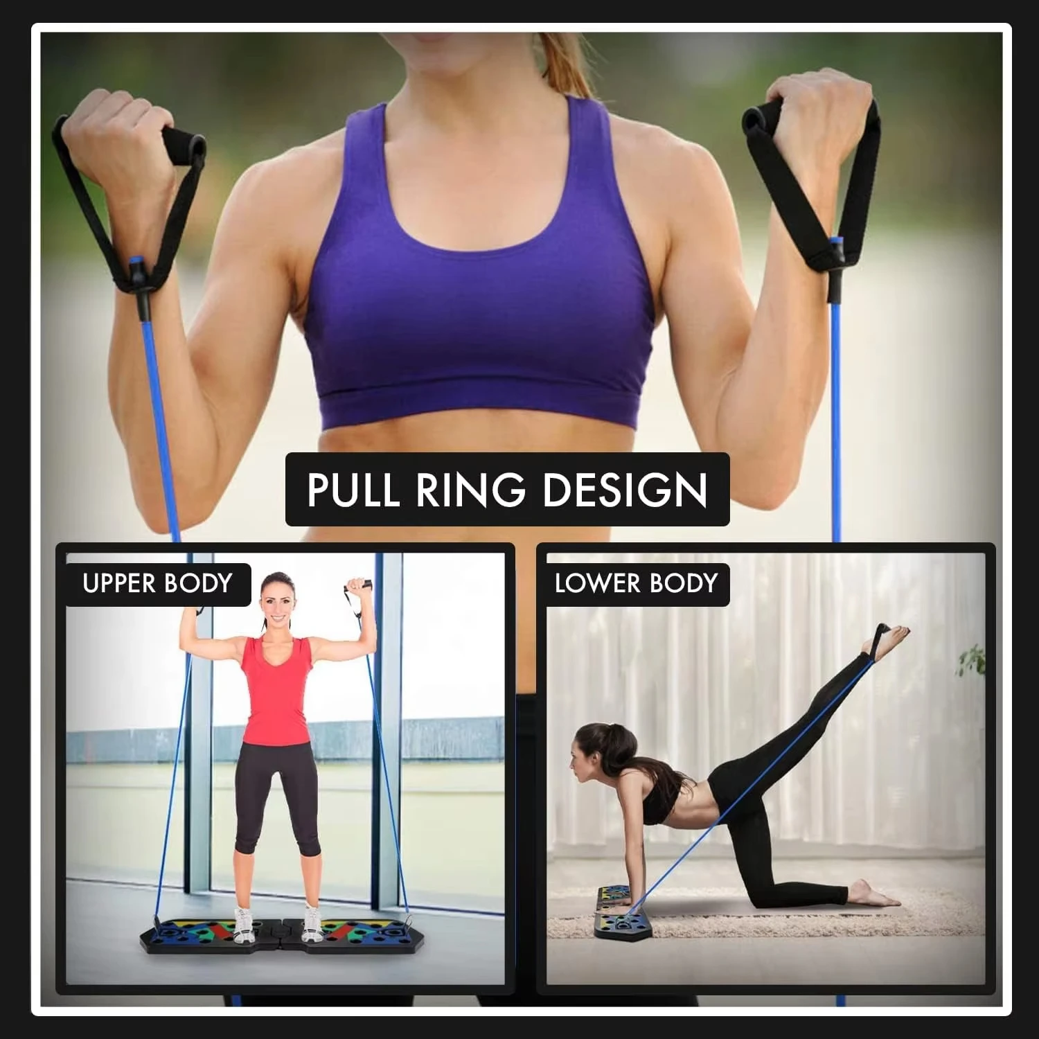 Tabla de flexiones multifuncional portátil, dispositivo de entrenamiento físico y muscular, juego de entrenamiento en casa, barra de realce plegable, resistencia