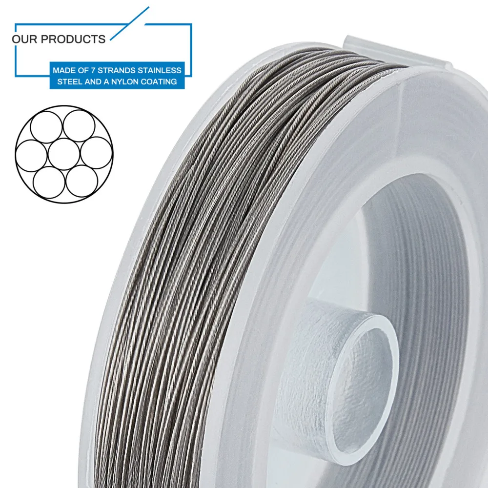0.3/0.4/0.45/0.5/0.6Mm Thép Không Gỉ 7 Dây Vòng Tay Mắt Hổ Nylon Bọc Chiếu Trúc Hạt dây Dây Cho Tự Làm Vòng Tay Thủ Công Trang Sức Làm