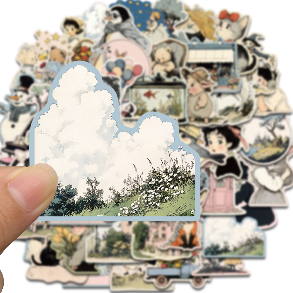 50PCS Comic World Sticker Graffiti Esthetische Lezen Laptop Bagage Scrapbooking Decals Waterdichte Bagage Telefoon Decals ﻿