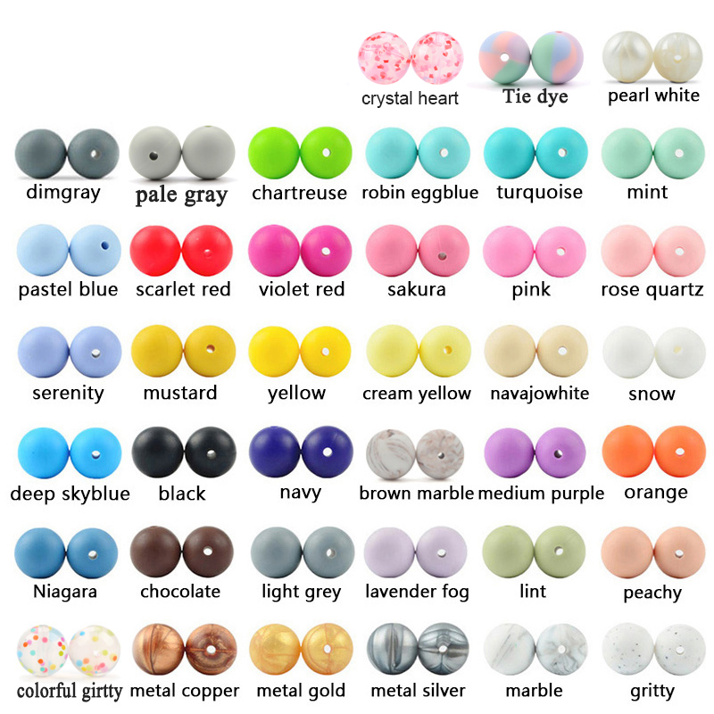 LOFCA 12Mm 50 Cái/lốc Silicone Hạt Mọc Răng Vòng Cổ Bé Miếng Dán Đồ Chơi Silicone Không Chứa BPA Mọc Răng Hạt Vòng Tay Sơ Sinh Điều Dưỡng