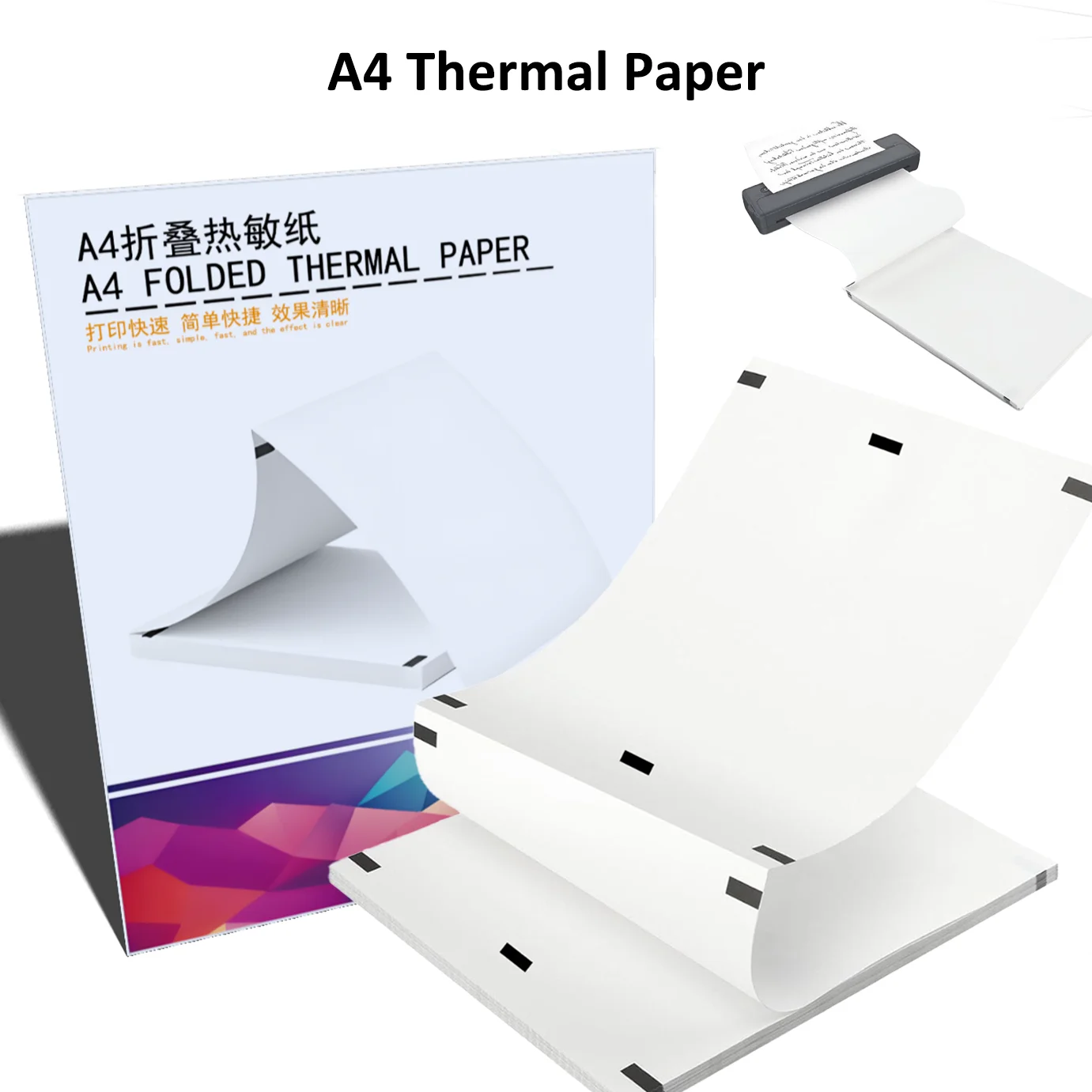 100 Sheets A4 Thermal Paper, Foldable for Portable Printers, Ideal for Office, Home, And School Use