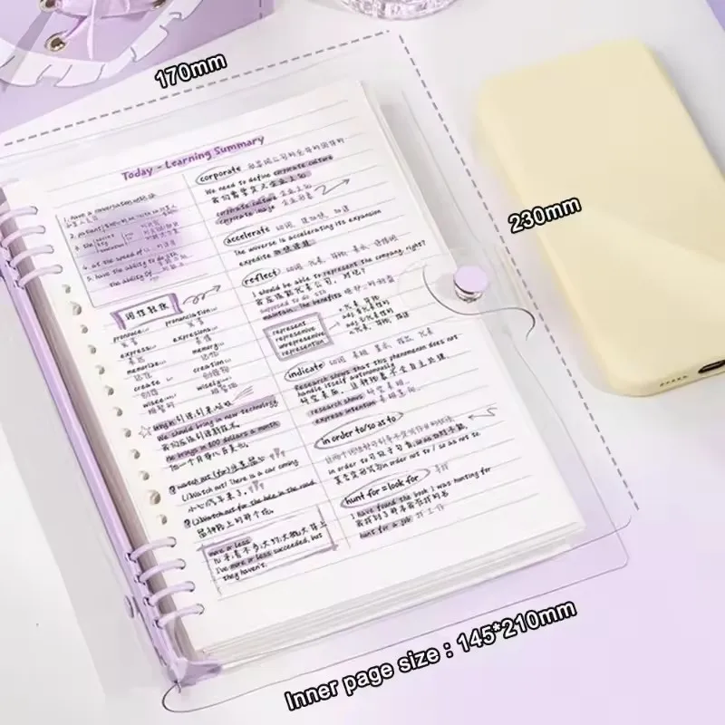 A5 Transparent Soft Cover 120 Pages Diary Loose Leaf Checkered Book School Notebooks Notebook Notepad Writing Pads Office