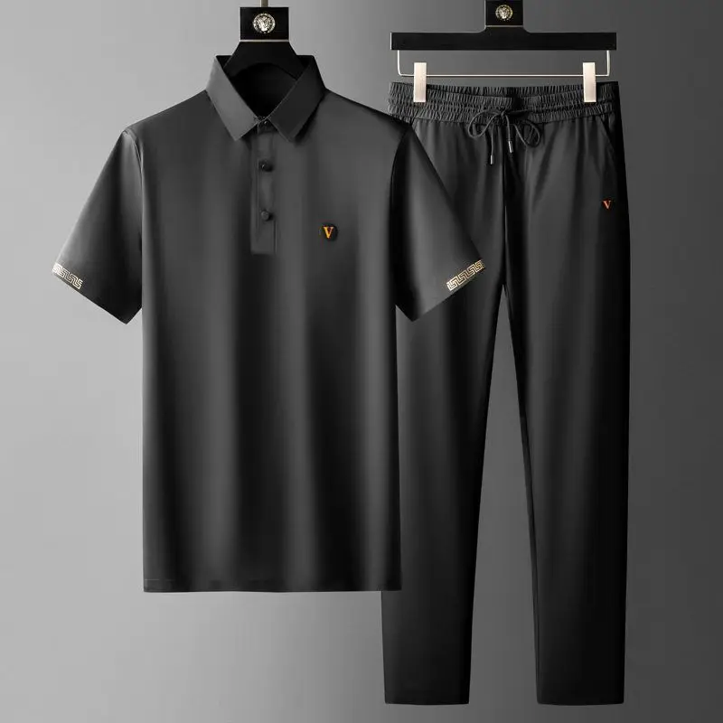 Sommer neue dünne einfache schnell trocknende Anzug Herren Business Poloshirt Sommer elastische lose lange Hosen