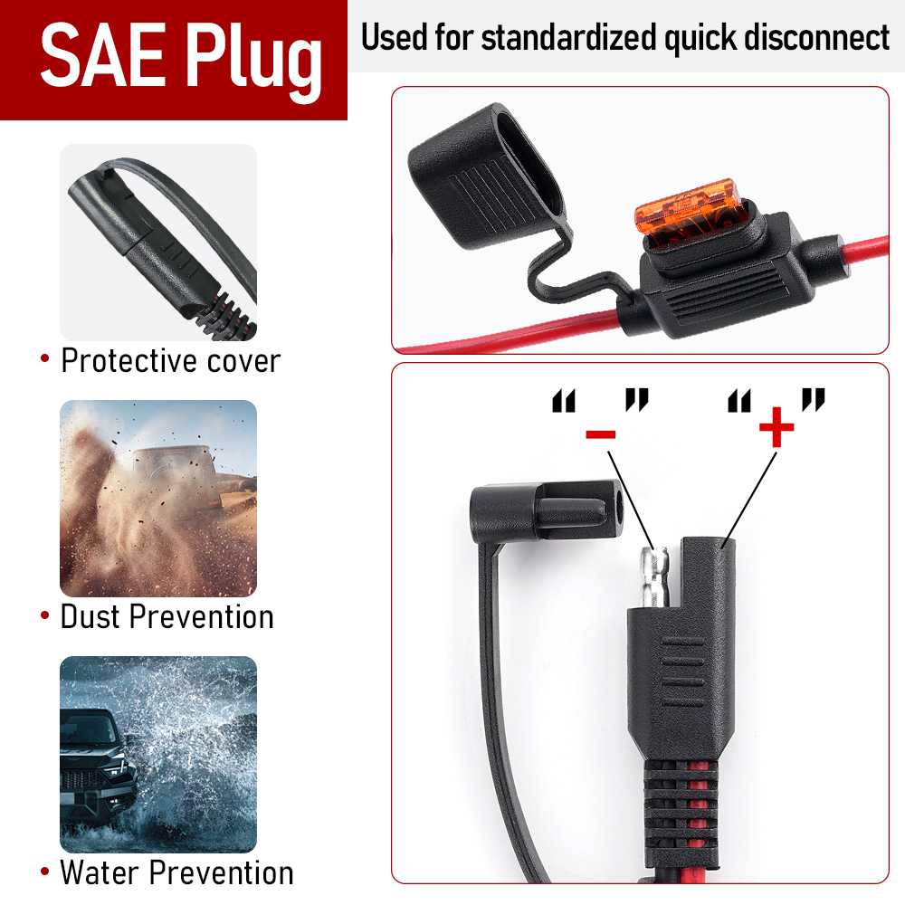 1/2 шт. кабель с предохранителем 16AWG быстроразъемный разъем SAE O адаптер для удлинителя зарядного устройства клемма провода