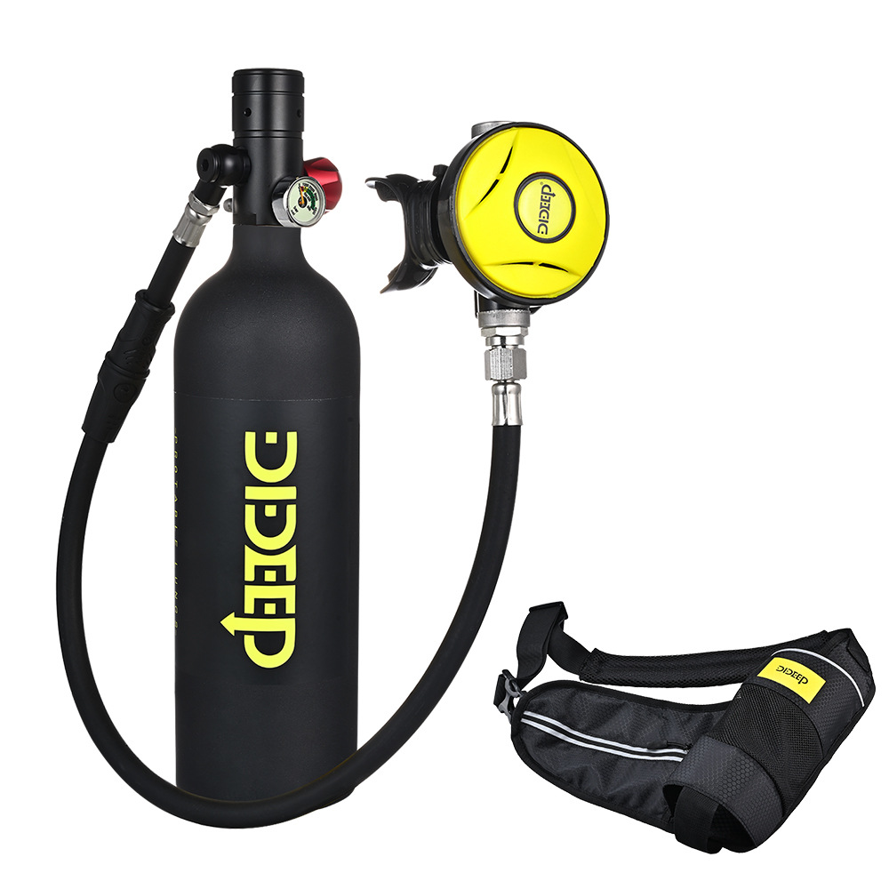 DIDEEP X4000 1l tangki oksigen menyelam Scuba, Set tangki oksigen udara Selam Bawah Air silinder dengan adaptor & peralatan tas penyimpanan