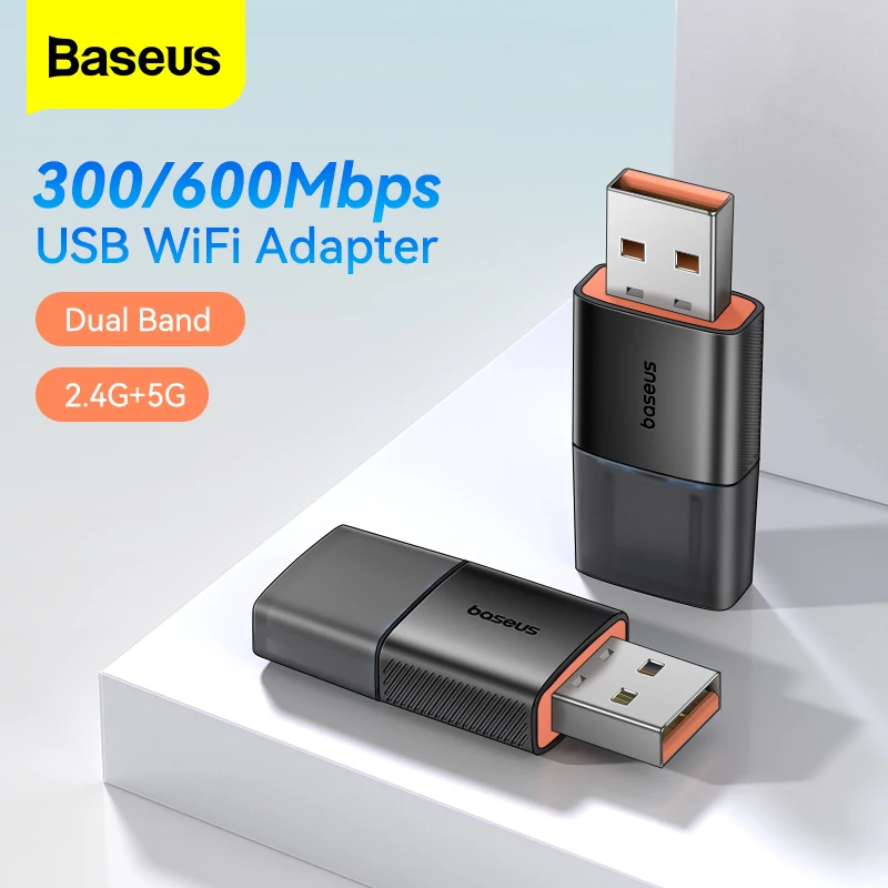 Baseus Wi-Fi адаптер 2,4G и 5G USB беспроводная сетевая карта Wi-Fi приемник Ethernet-антенна ключ для настольного ноутбука Windows Linux