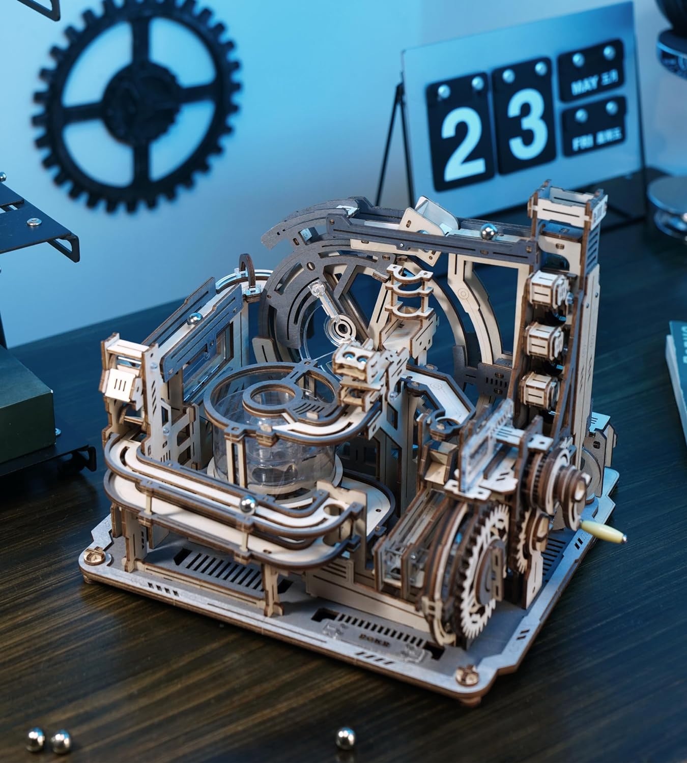 Robotime Rokr 電動モデルキット マーブル宇宙港 3D パズル 頭の体操 木製パズル 組み立て玩具 ギフト 男性/女性/ティーン向け