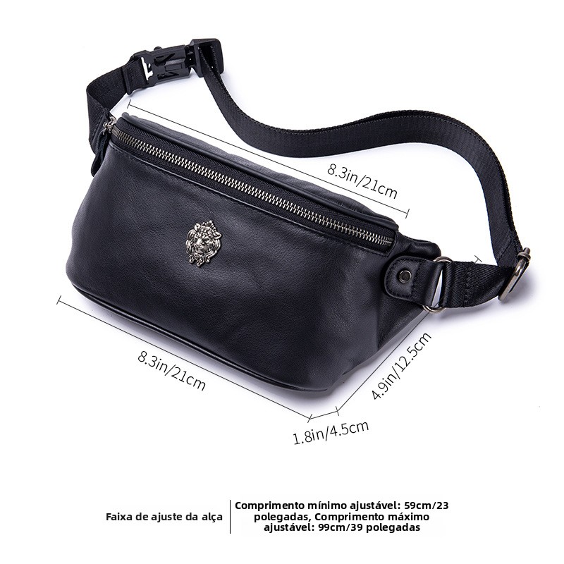 Bolsa de Peito Masculina Esportiva em Couro de Camurça Multifuncional para Esportes e Viagens