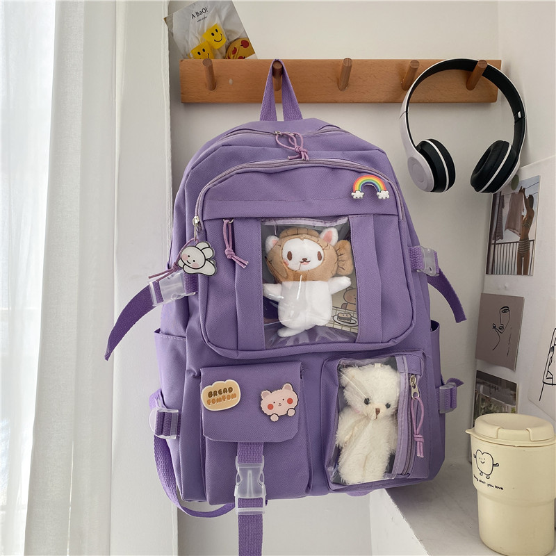 Mochila de grande capacidade para estudante do ensino médio, mochila chique feminina, estilo Ins, japonesa, coreana, júnior