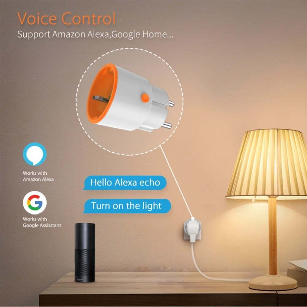 Tuya – prise de courant intelligente Zigbee, 3680W, 16a, surveillance de l'énergie, minuterie, prise ue, commande vocale